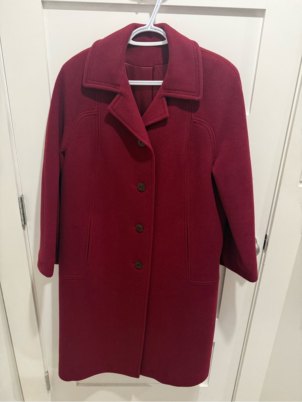 Vintage Mallia 100% Pure Virgin Wool Burgundy Long Coat Size 12